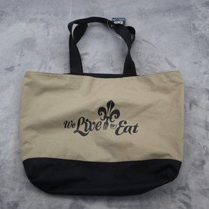 Golden Pacific Tote We Live To Eat Shoulder Fashion Bag Casual Canvas Zip Close